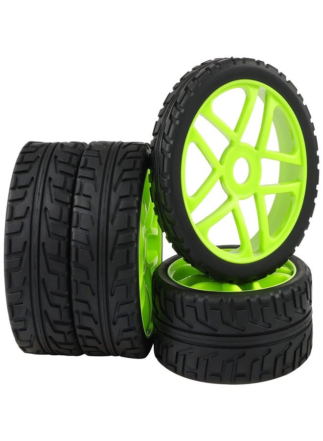 Rowiz RC Tires & Wheels Set (4PCS) - 1/8 Scale 17mm Hex Off-Road Buggy Tires for 1/8 RC Car, Star Rims with Foam Inserts, Green - Image 1